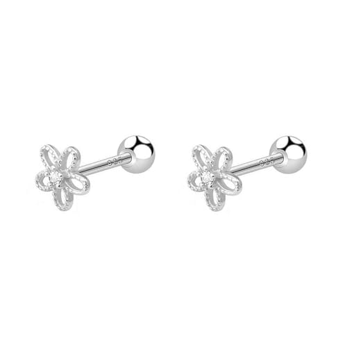 18G Daisy Flower Stud Cartilage Earrings for Women Girls Sterling SilverSilver CZ Tiny Cute Floral 3mm Ball Barbell Screw Back Studs Sleeper Tragus Post Hypoallergenic Piercing Body Jewelry von JPXXFM