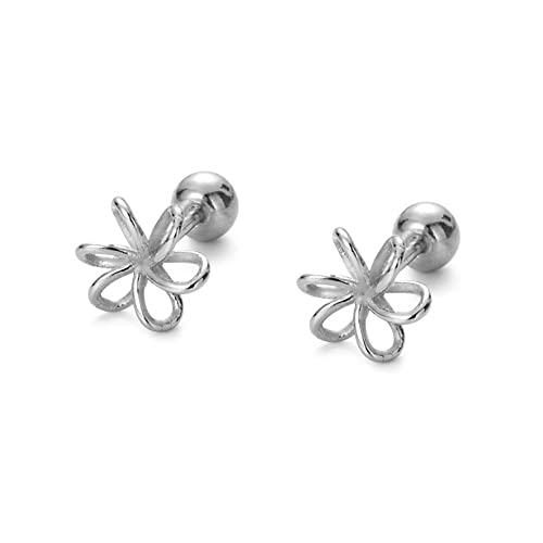 18G Tiny Filigree Flower Stud Cartilage Earrings for Women Girls Sterling SilverSilver Minimalist Cute 3mm Ball Back Barbell Studs Sleeper Tragus Post Hypoallergenic Birthday Christmas Jewelry von JPXXFM