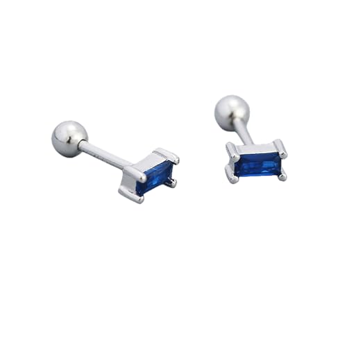 18G Tiny Rectangle Stud Earrings for Women Girls Sterling SilverSilver Hypoallergenic Minimalist Cute Small Studs Cartilage Tragus 3mm Ball Screw Back Dainty Birthstone Jewelry Gifts Christmas von JPXXFM