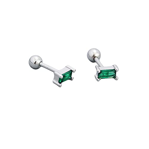 18G Tiny Rectangle Stud Earrings for Women Girls Sterling SilverSilver Hypoallergenic Minimalist Cute Small Studs Cartilage Tragus 3mm Ball Screw Back Dainty Birthstone Jewelry Gifts Christmas von JPXXFM