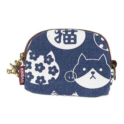 2 PCs Japanische Münzgrundstücktasche Tiermusterwechsel kleine Blüten Brieftasche Münzbeutel Schlüsselbund Kinder Brieftasche Reise Münzbeutel Süßes Münz Brieftasche Aufbewahrung Tasche Canvas von JPXXFM