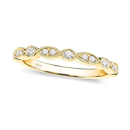 2mm Sterling Silber Silber Ehering Ehering Cubic Zirkonia Halb Eternity Stapelable Ringgröße 3-13 von JPXXFM