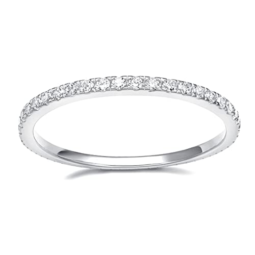 2mm Sterling Silber Silber Ehering Ehering Cubic Zirkonia Halb Eternity Stapelable Ringgröße 3-13 von JPXXFM