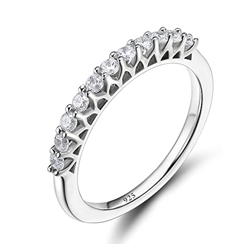 2mm Sterling Silber Silber Ehering Ehering Cubic Zirkonia Halb Eternity Stapelable Ringgröße 3-13 von JPXXFM