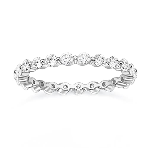 2mm Sterling Silber Silber Ehering Ehering Cubic Zirkonia Voll Eternität Stapelbar Verlobungsring Größe 3-13 von JPXXFM