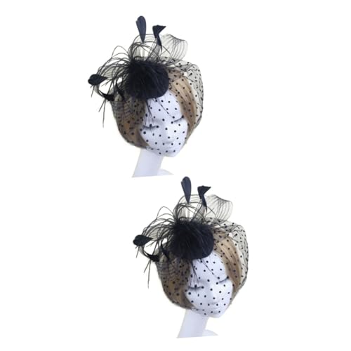 2pcs Hochzeit Schleier Stirnband Feather Faszinator Mesh Brautzubehör Punkt Net Perlen Design Leichtes Haarclip Schwarz schwarz von JPXXFM