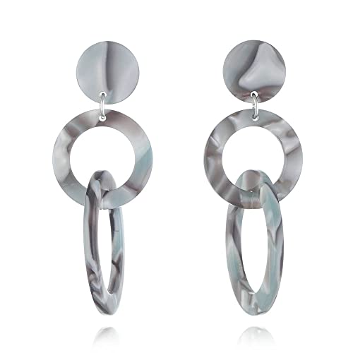 Acrylic Trible Round Circle Dangle Earrings for Women Girls Resin Geometric Tassel Drop Dangling Stud Hypoallergenic Lightweight Retro Y2K Party 70s 80s 90s Jewelry Gifts for Sister Bridesmaid von JPXXFM