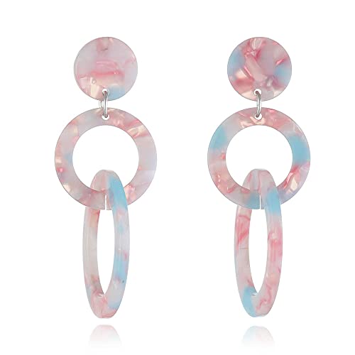 Acrylic Trible Round Circle Dangle Earrings for Women Girls Resin Geometric Tassel Drop Dangling Stud Hypoallergenic Lightweight Retro Y2K Party 70s 80s 90s Jewelry Gifts for Sister Bridesmaid von JPXXFM