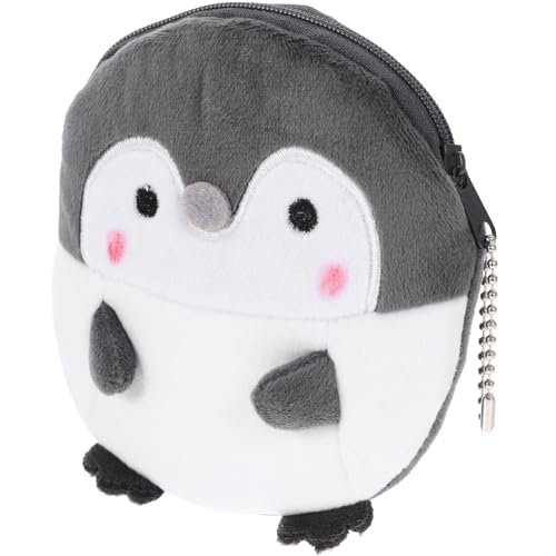 Beutelwechsel kleine Münzen Geldbeutel Pinguin -Form Plüschwechseltasche Handgelenk Brieftasche Tragbarer Münzbeutel Schlüsselbund für Mädchen Teenager Frauen grau von JPXXFM
