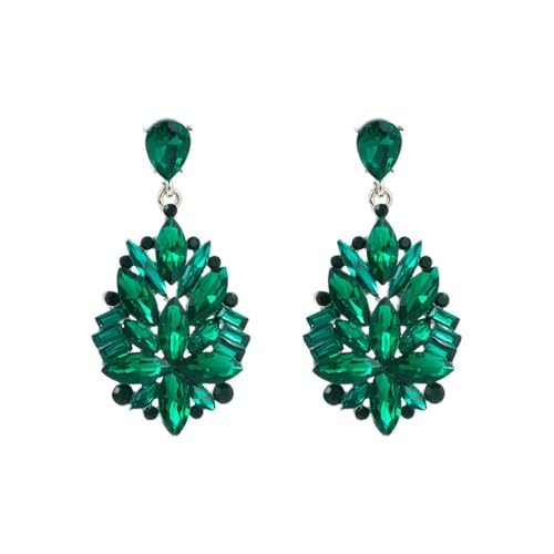 Big Rhinestone Dangle Drop Earrings for Women Girls Shiny Long Crystal Cluster Chandelier Teardrop Statement Earring Elegant Dress Accessories Retro Art Deco Wedding Cocktail Christmas Party von JPXXFM