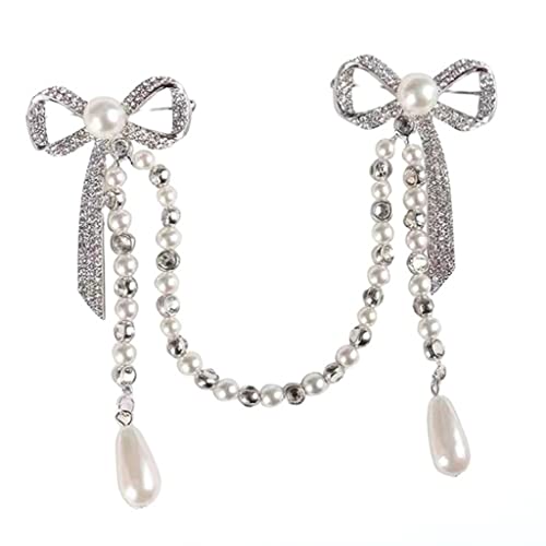 Broschen Brosche Pin Mode Rasson Double Bowknot Pin Brosche Vintage Pearls Quaste Anzug Halsband Revers Hemd Broschen Brosche Pins Geschenk von JPXXFM