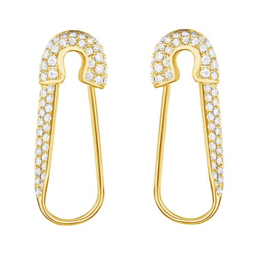 CZ Safety Pin Cartilage Sterling Silver Hoop Earrings for Women Girls Dainty Cubic Zirconia Dangle Drop Hypoallergenic Stud Post Crystal Huggie Fashion Hoops Jewelry 20mm Tone von JPXXFM