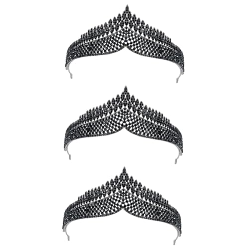 Crown Tiara 3 PCs Barock Schwarzes Kronschwarzes Outfit Perlen Stirnband Prom Crowns Hochzeit Kronen Kostüm Party Haarzubehör Juwel von JPXXFM