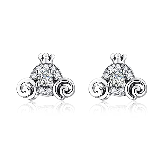 Cute Pumpkin Carriage Stud Earrings for Women Sterling SilverSilver Cubic Zirconia Vintage Lucky Princess Tiny Small Studs Cartilage Hypoallergenic Holiday Birthday Halloween Jewelry Dainty von JPXXFM
