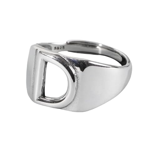 Damen Sterling Silber Silber Silber Simple Open Pensionsable Ringe, Retro Distressed 26 Initialen Brief D Bandschmuck für Hochzeit Eternity Promise Party Finger Circlet Geschenk von JPXXFM