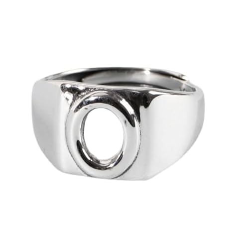 Damen Sterling Silber Silber Simple Open Pensionable Ringe, Retro Distressed 26 Initialen Brief O Band Schmuck für Hochzeit Eternity Promise Party Finger Circlet Geschenk von JPXXFM