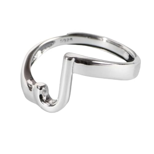 Damen Sterling Silber Silber Simple Open Pensionsable Ringe, Retro Distressed 26 Initialen Brief J. Band Schmuck für Hochzeit Eternity Promise Party Finger Circlet Geschenk von JPXXFM