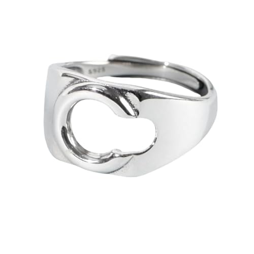 Frauen Sterling Silber Silber Simple Open verstellbare Ringe, Retro Distressed 26 Initialen Brief C Band Schmuck für Hochzeit Eternity Promise Party Finger Circlet Geschenk von JPXXFM