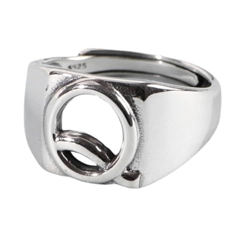Frauen Sterling Silber Silber Simple Open verstellbare Ringe, Retro Distressed 26 Initialen Brief Q Band Schmuck für Hochzeit Eternity Promise Party Finger Circlet Geschenk von JPXXFM