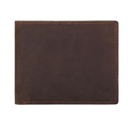 Herren verrückte Pferdederleder -Brieftasche aus Alten Vintage -Kurzstil -Brieftasche mit Zwei faltsamer horizontaler oberer Schicht Cowhide, 11 cm*9 cm von JPXXFM