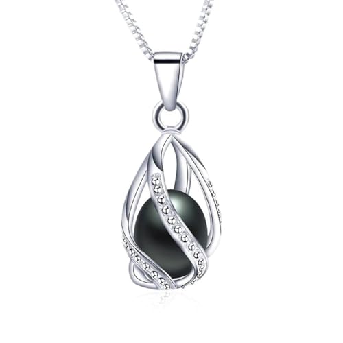 JPXXFM 100% natürlicher Süßwasserperlenkäfig -Anhänger für Frauen 925 Schmuck weiße Perlenkette mit JPXXFM 100% natürlicher Süßwasserperlenkäfig -Anhänger für Frauen 925 Schmuck weiße Perlenkette mit von JPXXFM