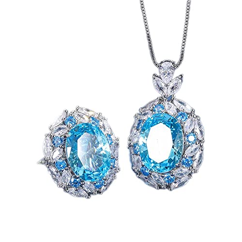 JPXXFM 12 * 16mm Smaragd Saphir Anhänger Halskette Ringe Edelstein Diamant Hochzeit Schmuck Set für Accessoires für Frauen von JPXXFM