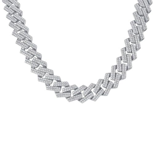JPXXFM 18K Plated 17.72-23.62 Inches Moissanite Necklace Mens Lab Grown Diamond Chain Boys Collarbone Moissanite Chain Cuban Chain Necklace For Mens von JPXXFM
