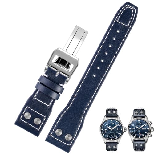 JPXXFM 20mm 21mm 22 mm echtes Leder -Uhrenband für IWC Big Pilot Flammenwerfer Little Prince Mark Gurt Willow Nagelarmband von JPXXFM