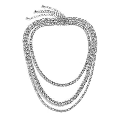 JPXXFM 3 Layer Necklaces for Women, Layered Necklaces for Women Trendy Adjustable Figaro and Cuban Chain Necklace JPXXFM 3 Layer Necklaces for Women, Layered Necklaces for Women Trendy Adjustable Figaro and Cuban Chain Necklace von JPXXFM