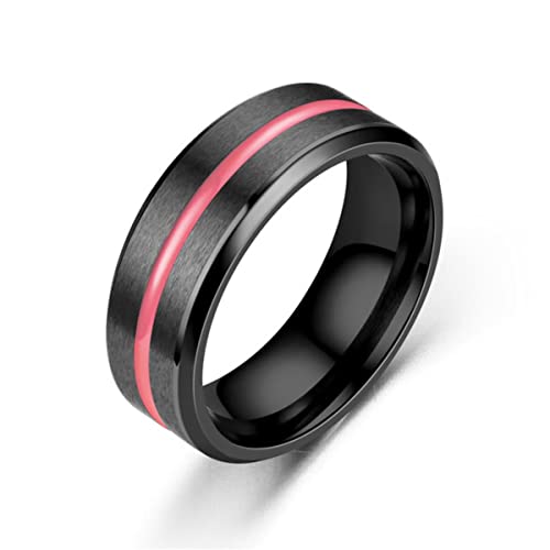 JPXXFM 3 Styles Classic 8mm Eheringe für Männer Edelstahlring Schwarz mit rosa orange Blau Groove Verlobungsring von JPXXFM
