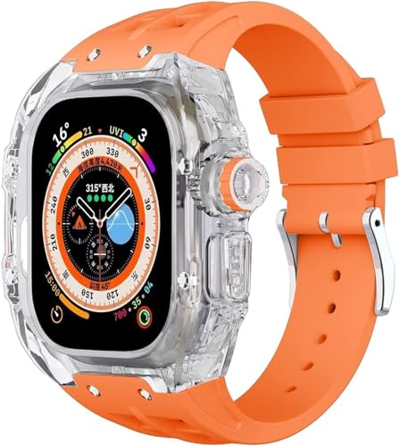 JPXXFM 49 mm Fluor -Uhr -Armband + Transparentes Gehäuse -Modifikations -Kit für 49 mm, Luxus -Silikonarmband, zum Austausch der von JPXXFM