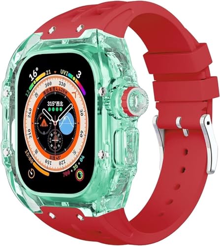 JPXXFM 49 mm Fluor -Uhr -Armband + Transparentes Gehäuse -Modifikations -Kit für 49 mm, Luxus -Silikonarmband, zum Austausch der von JPXXFM
