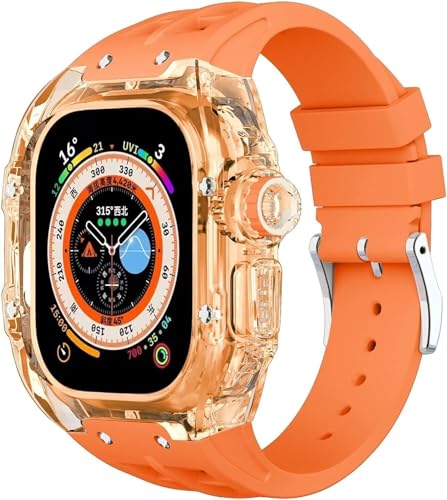 JPXXFM 49 mm Fluor -Uhr -Armband + Transparentes Gehäuse -Modifikations -Kit für 49 mm, Luxus -Silikonarmband, zum Austausch der von JPXXFM