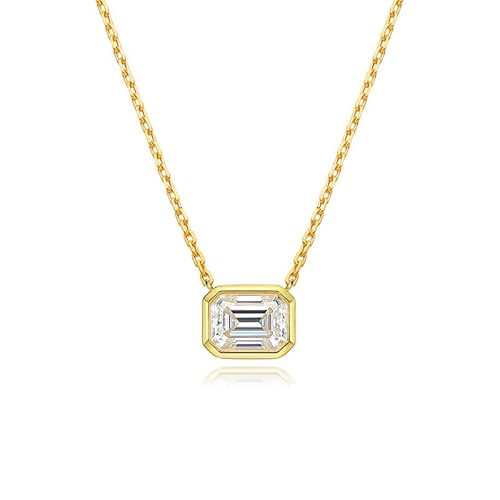 JPXXFM 6 * 8mm 2CT Emerald Cut Moissanit Anhänger Diamond mit 100% Ssternhalsketten für Frauen von JPXXFM