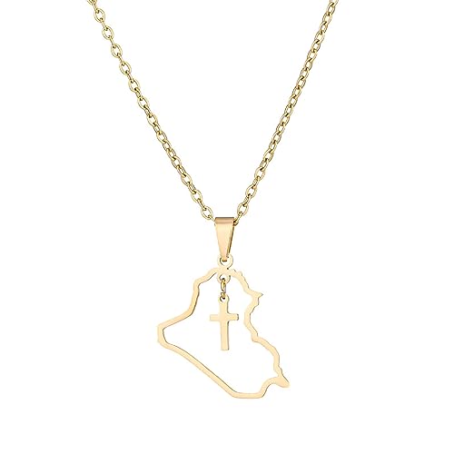JPXXFM Accessoires für Männer und Frauen herzgeformtes Kreuz des Irak -Kartens Anhänger Halskette Feminine Collarbone Kette Hochzeitstag, Valentinstag, Weihnachtsgeburtstag Geschenk von JPXXFM