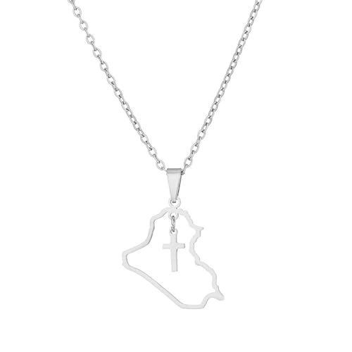 JPXXFM Accessoires für Männer und Frauen herzgeformtes Kreuz des Irak -Kartens Anhänger Halskette Feminine Collarbone Kette Hochzeitstag, Valentinstag, Weihnachtsgeburtstag Geschenk von JPXXFM