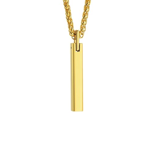 JPXXFM Anhänger Halskette für Männer, Damen Halsketten Mode Wolfram vertikaler Baranhänger mit 24 Zoll Kette von JPXXFM