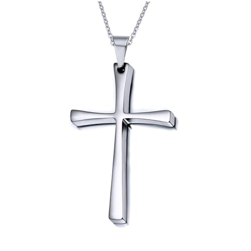 JPXXFM Anhänger Halskette für Männer, Halskette für Frauen Mode Schmuck Edelstahl Kreuz 20 Zoll Kette von JPXXFM