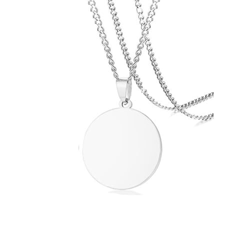 JPXXFM Anhänger Halskette für Männer, Halskette für Frauen Mode Schmuck Edelstahl Round -Tag -Anhänger mit 24 Zoll Kette von JPXXFM