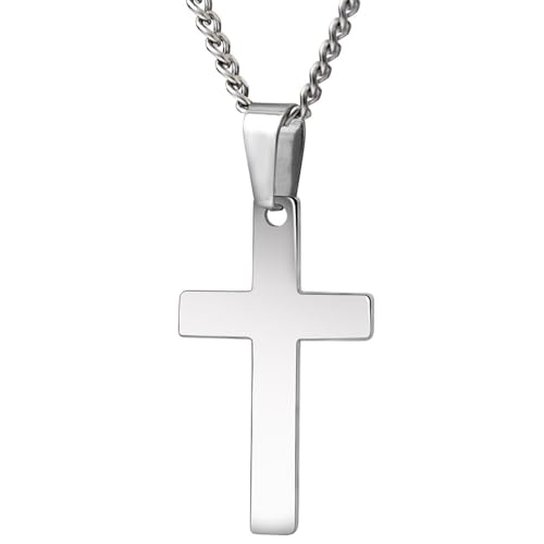 JPXXFM Anhänger Halskette für Männer, Halskette für Frauen Modeschmuck Edelstahl mit Kreuzanhänger 24 Zoll Kette von JPXXFM
