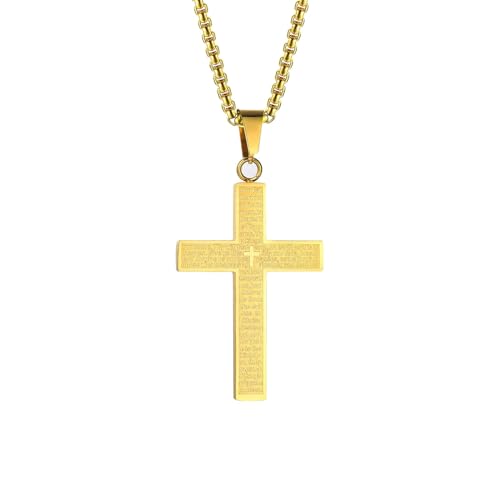 JPXXFM Anhänger Halsketten für Frauen, Steinkette für Männer Edelstahlkreuz mit Bibel 24 Zoll Kette von JPXXFM