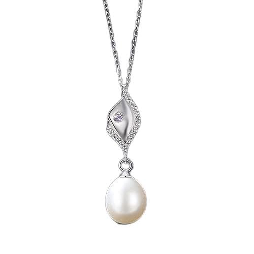 JPXXFM Anhänger Halsketten für Frauen Hochzeit Engagement fein Schmuck rund natürliche Perle von JPXXFM