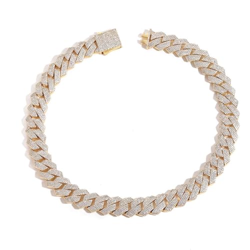 JPXXFM Breite 19mm Big Eced Out Mens Cuban Link -Kette, extra glänzender Hip -Hop -Kuban -Verknüpfungskette für Männer, fest dicke Miami Cuban Link Halskette, 16-24 Zoll - Box enthalten von JPXXFM