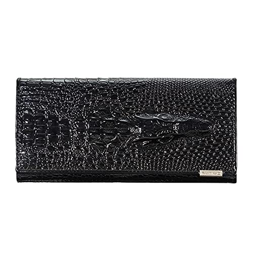 JPXXFM Brieftasche Frauen, Krokodilkopfscharniersack, Lange Abschnitt PU-Leder-Multi-Karten-Kupplungsbeutel, schwarz von JPXXFM