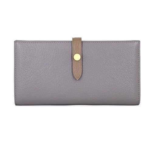 JPXXFM Business Wallet Card Cases Geldclips Frauen Kuhläden Lange Geldbörsen echte Lederblocker (Größe: Grau) von JPXXFM