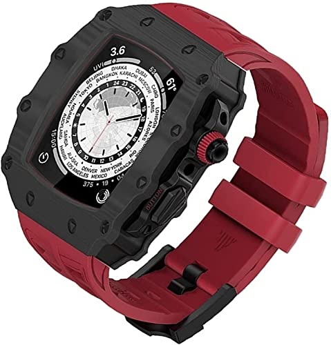 JPXXFM Carbon Faser Uhr Hülle ， für 8 7 6 5 4 SE 44 mm 45 mm Upgrade Ersetzen Sie den Uhrengurt ， Fluor Gummi RM Mod Kit Watch Gurt Rahmen Modifikationssatz Set von JPXXFM