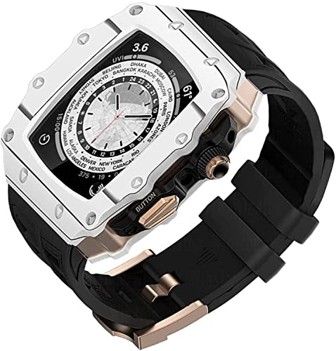 JPXXFM Carbon Faser Uhr Hülle ， für 8 7 6 5 4 SE 44 mm 45 mm Upgrade Ersetzen Sie den Uhrengurt ， Fluor Gummi RM Mod Kit Watch Gurt Rahmen Modifikationssatz Set von JPXXFM