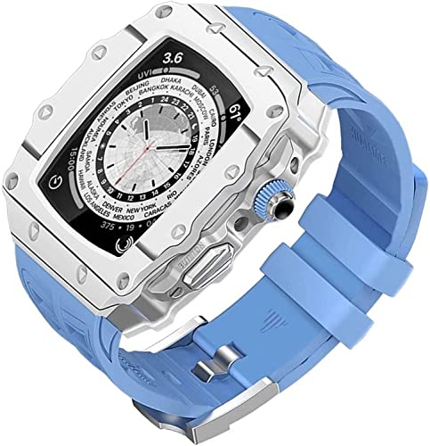 JPXXFM Carbon Faser Uhr Hülle ， für 8 7 6 5 4 SE 44 mm 45 mm Upgrade Ersetzen Sie den Uhrengurt ， Fluor Gummi RM Mod Kit Watch Gurt Rahmen Modifikationssatz Set von JPXXFM