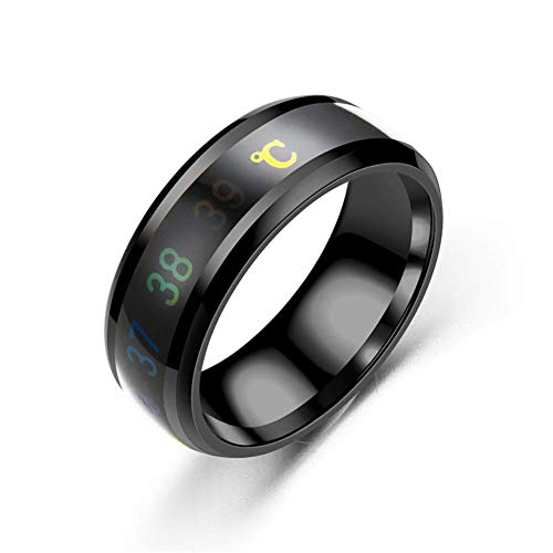 JPXXFM Chic Edelstahl -Temperatursensor Unisex Finger Ring Schmuck Paar Geschenk schwarz US 10 Professioneller Prozess von JPXXFM