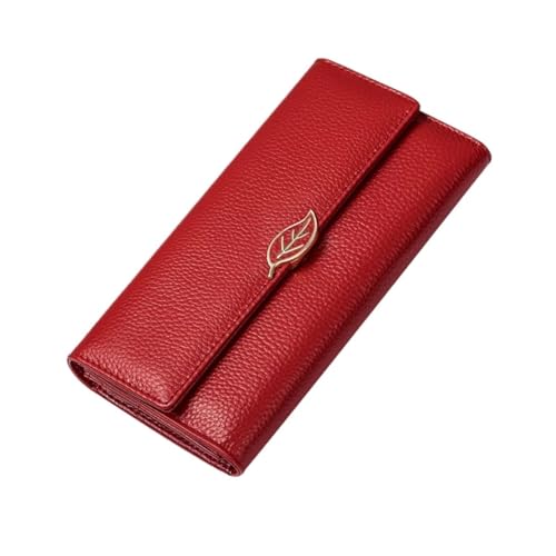 JPXXFM Damen Business Wallets Kartenkoffer blockieren Brieftaschengeld Organisatoren echte Ledergeldklammern Münzbeutel (Größe: Rot) von JPXXFM